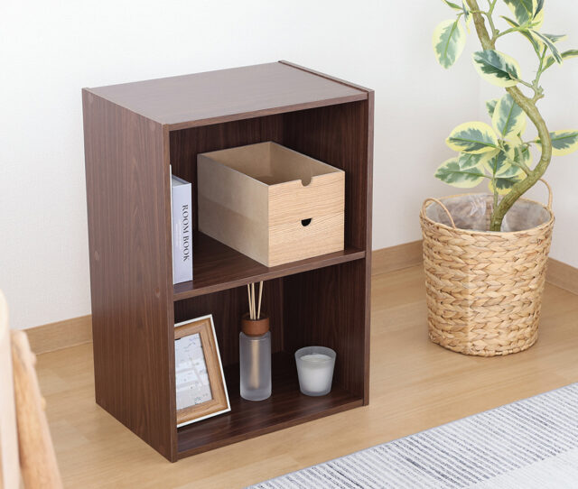 コンパクトで使いやすい木製2段棚