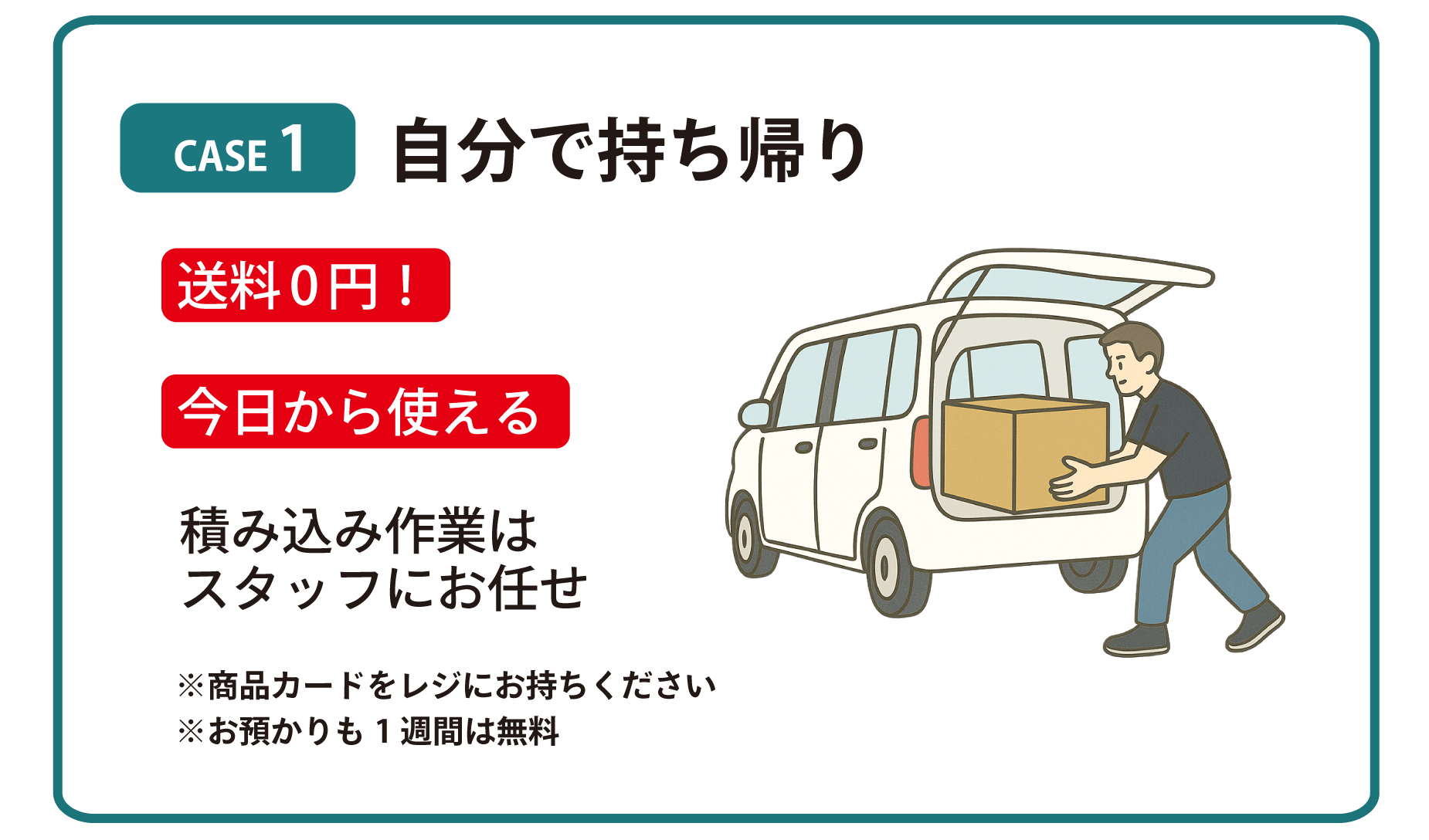 自分で持って帰れば0 円